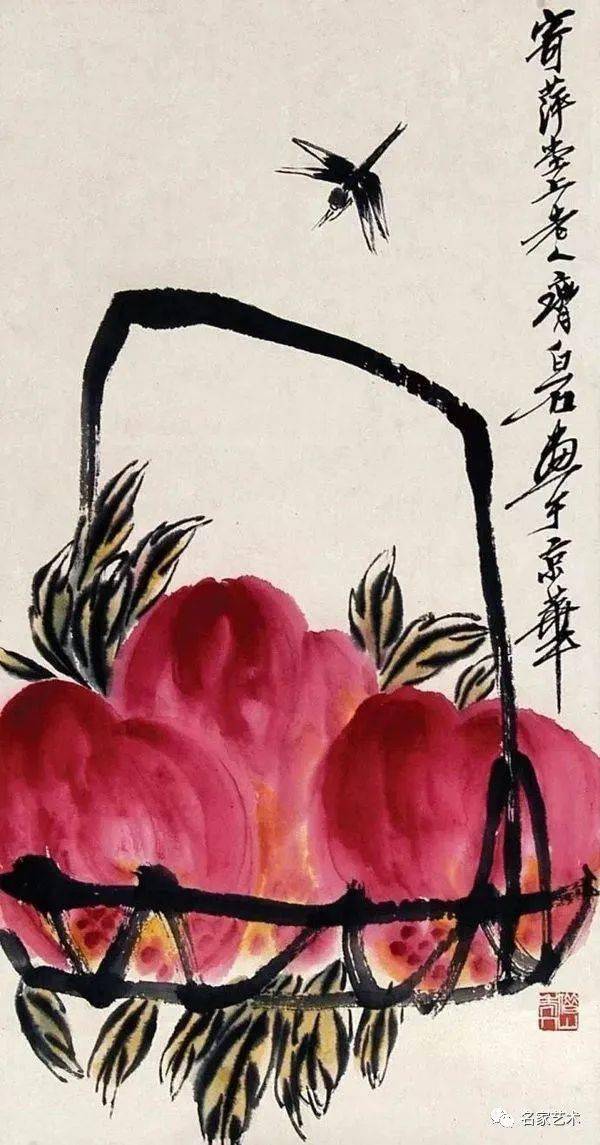 名品视界】齐白石老人画桃作品欣赏_搜狐网