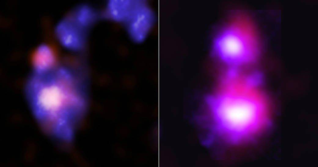 美国宇航局钱德拉X射线天文台发现两个正在碰撞的超大质量黑洞