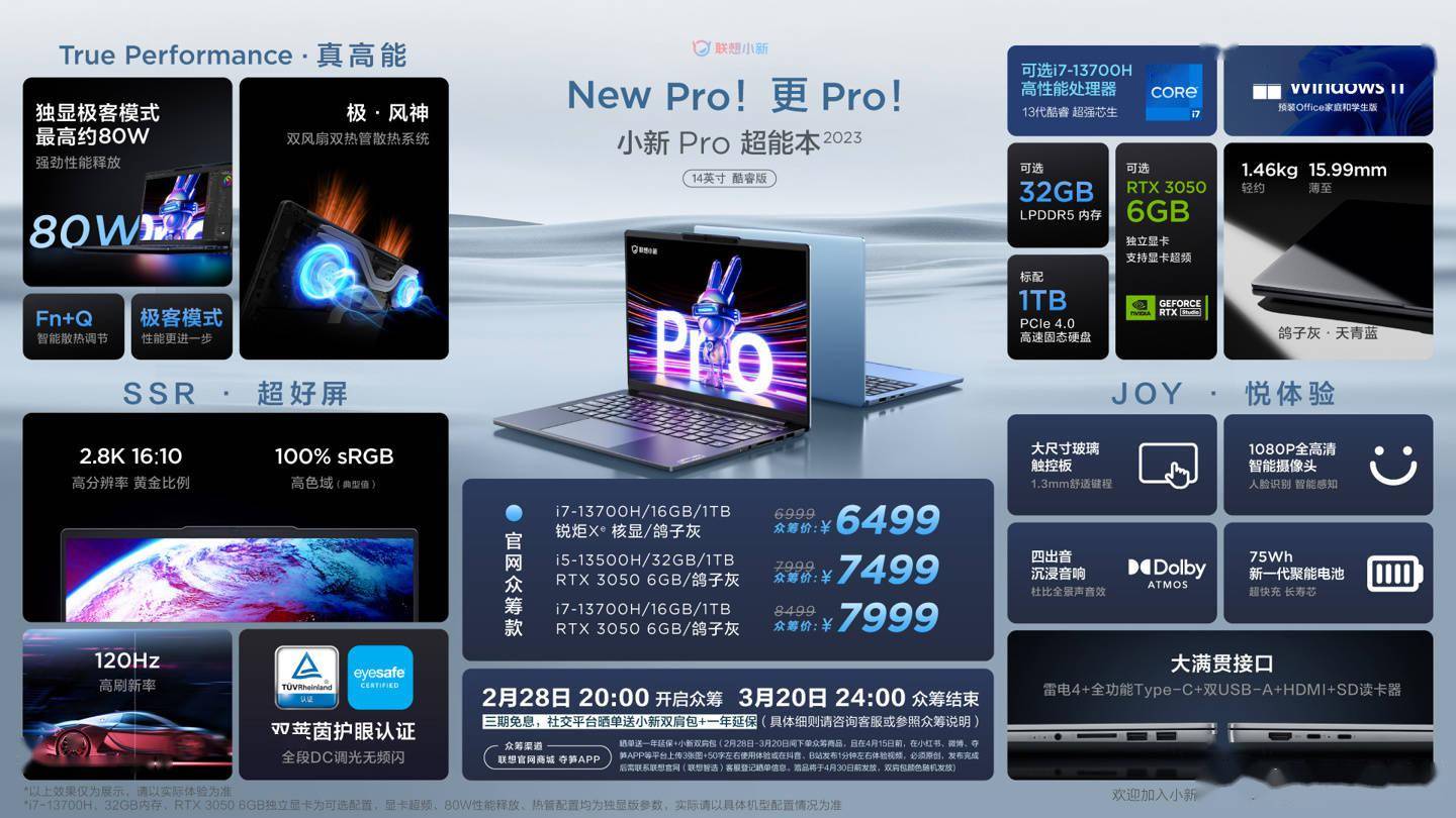 联想小新 Pro 14 2023 的锐龙版和 RTX 3050 6GB 独显版正式开卖