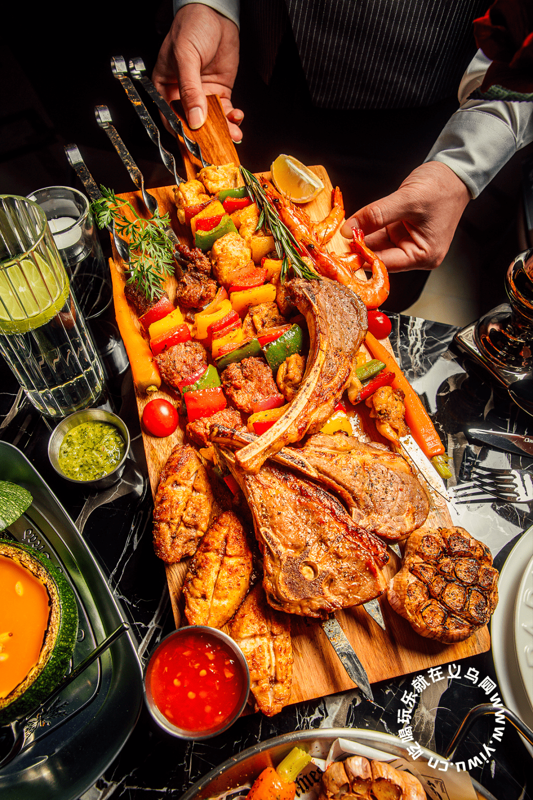 american bbq platter美式bbq拼盘(牛羊鸡)②roasted chicken with