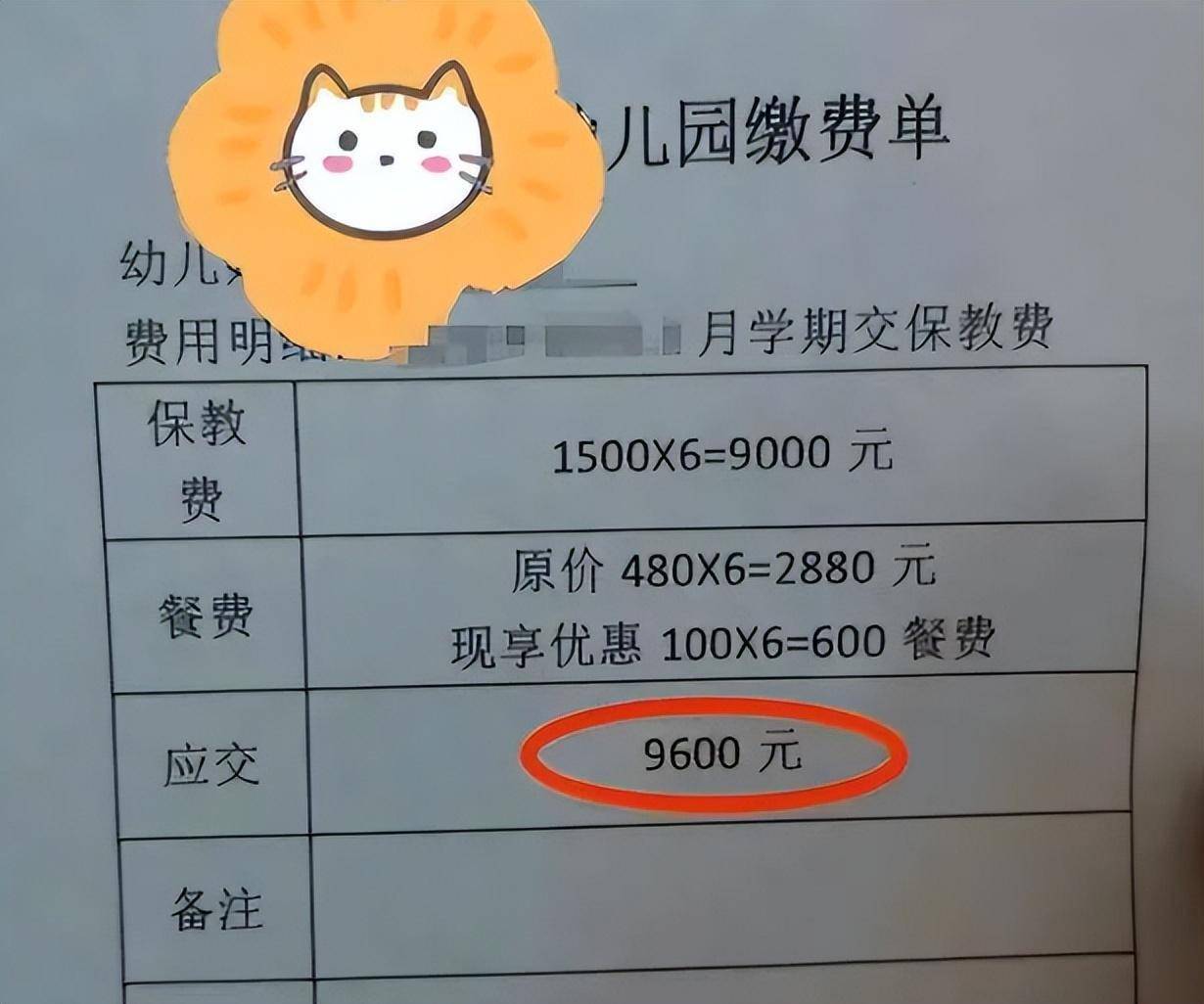 家长晒幼儿园缴费清单,老人看了都不催生了_教育_孩子_的成本