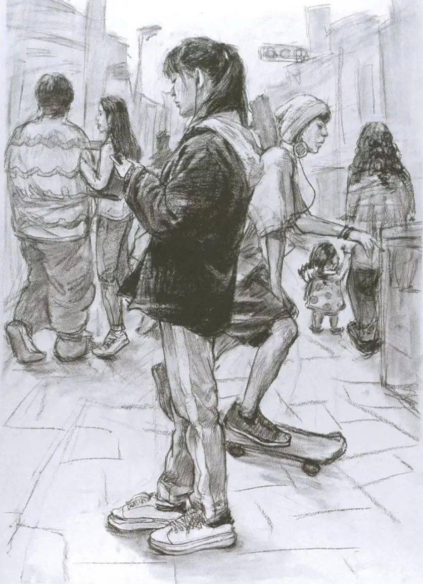 来看看央美清华的历年命题创作速写高分卷!都是高手!_画面_人物_生活