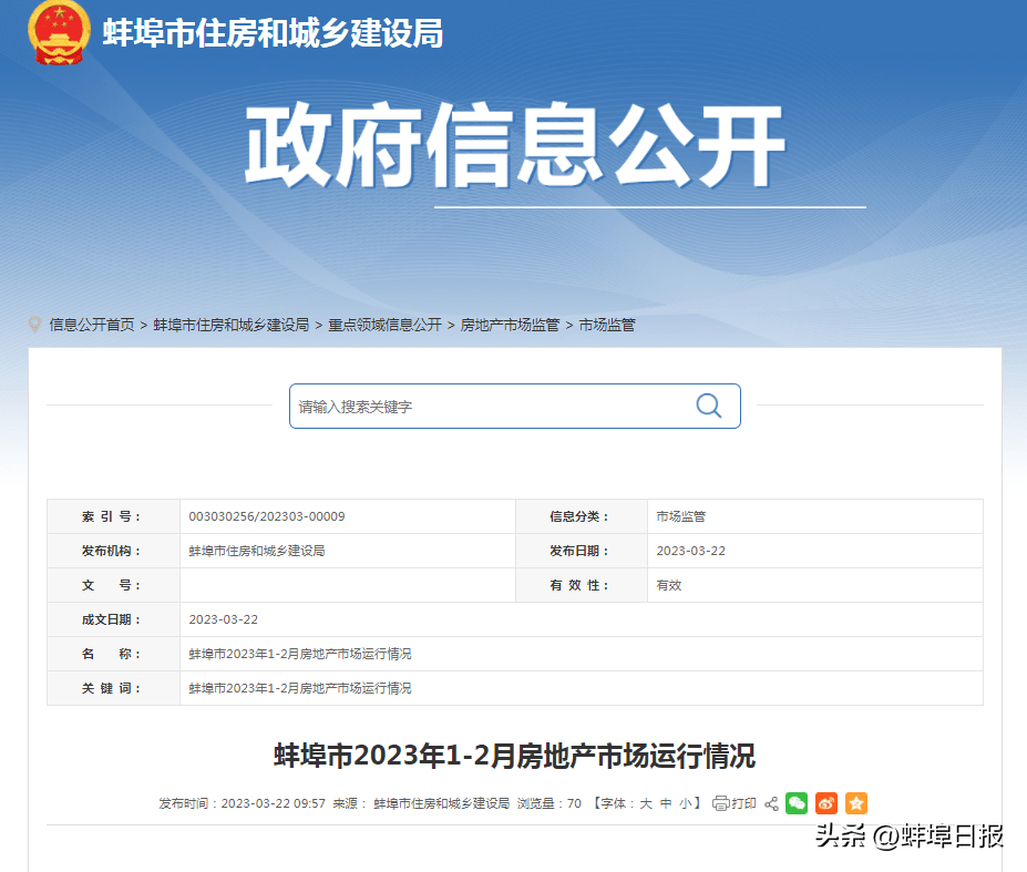 蚌埠市房地产市场运行情况最新数据发布！