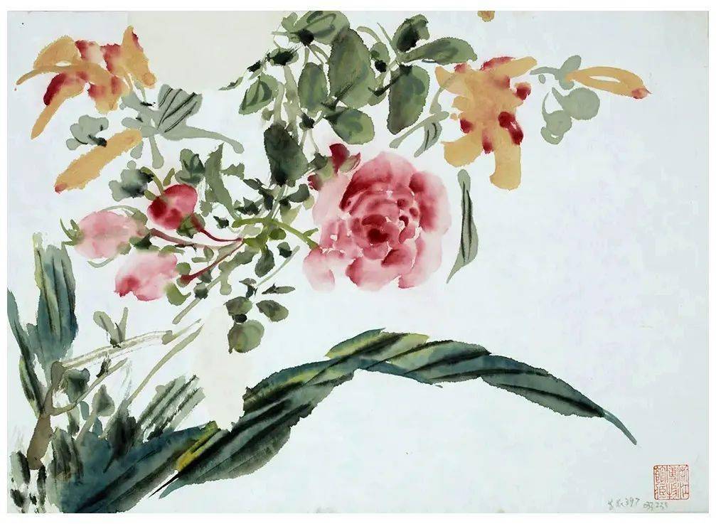 潘天寿：黄宾虹的花鸟，有水流花放之妙_cm_浙江省博物馆_花卉