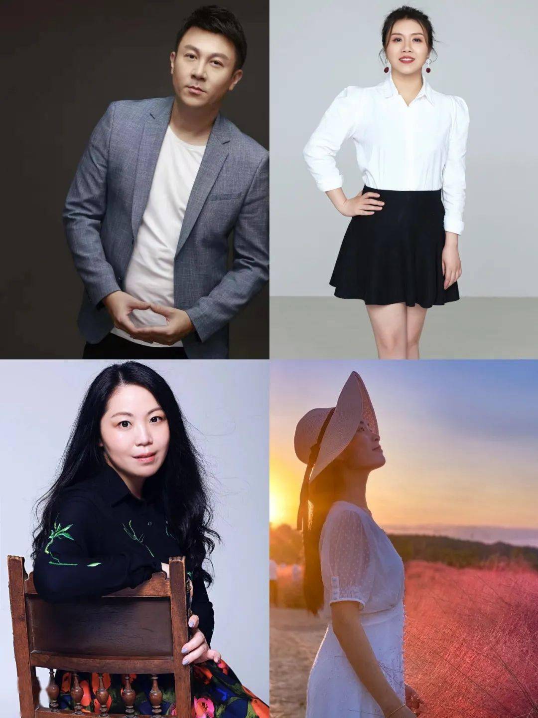 左上:长三角之声主持人 黄桢右上:南通交通频率主管,一级播音员 林西