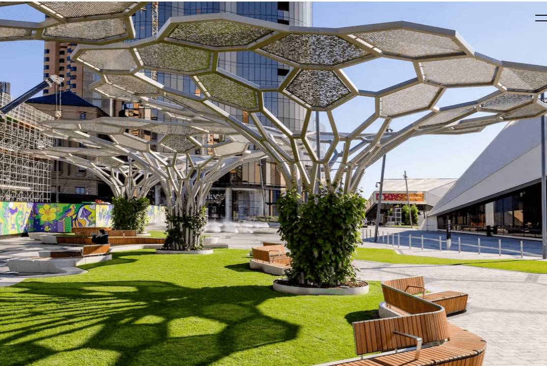 6米高的六角形"树"改造了新广场-澳大利亚adelaide fe