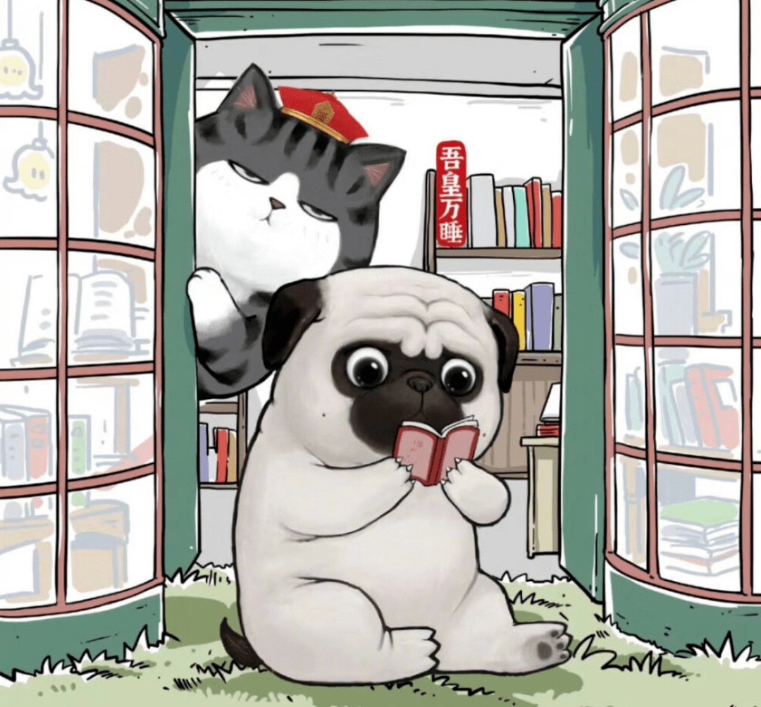 这本书的主角是一只生性傲娇的猫—吾皇和一只长的蠢萌的狗—巴扎黑