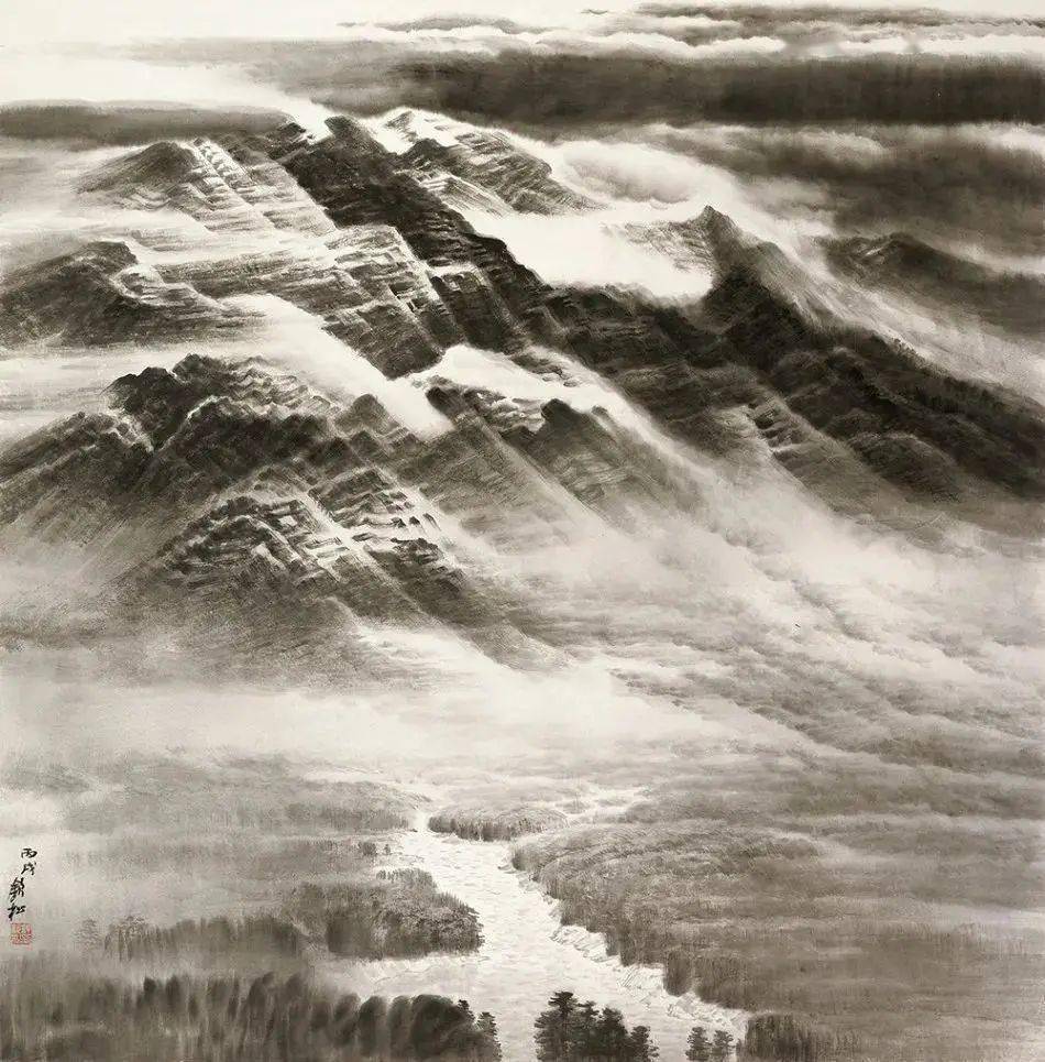 南派山水大伽许钦松笔下山水厚实雄壮,壮阔博大