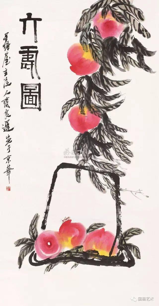 齐白石 寿桃图 宣纸挂轴 246×30cm オンライン 通販ホビー・楽器・アート - 齐白石 寿桃图 宣纸挂轴 246