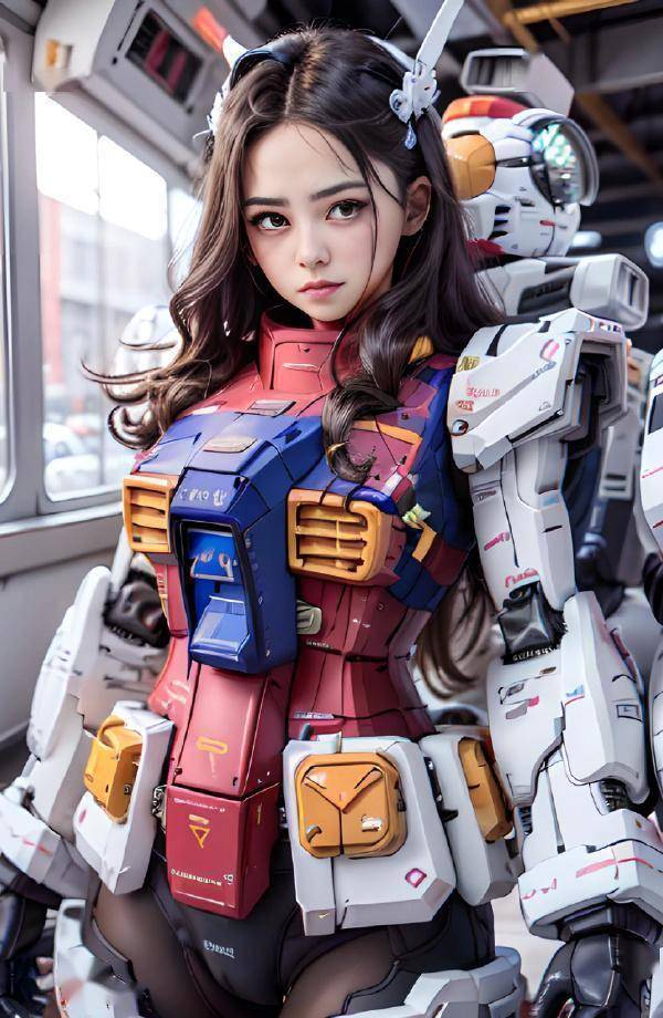 ai创作机动战士高达机娘插画_身材_机甲_美感