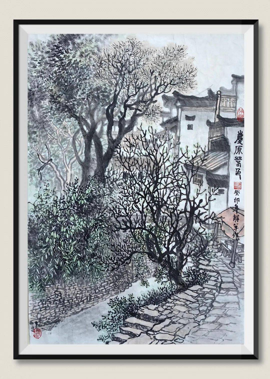 乡村国画写生图片