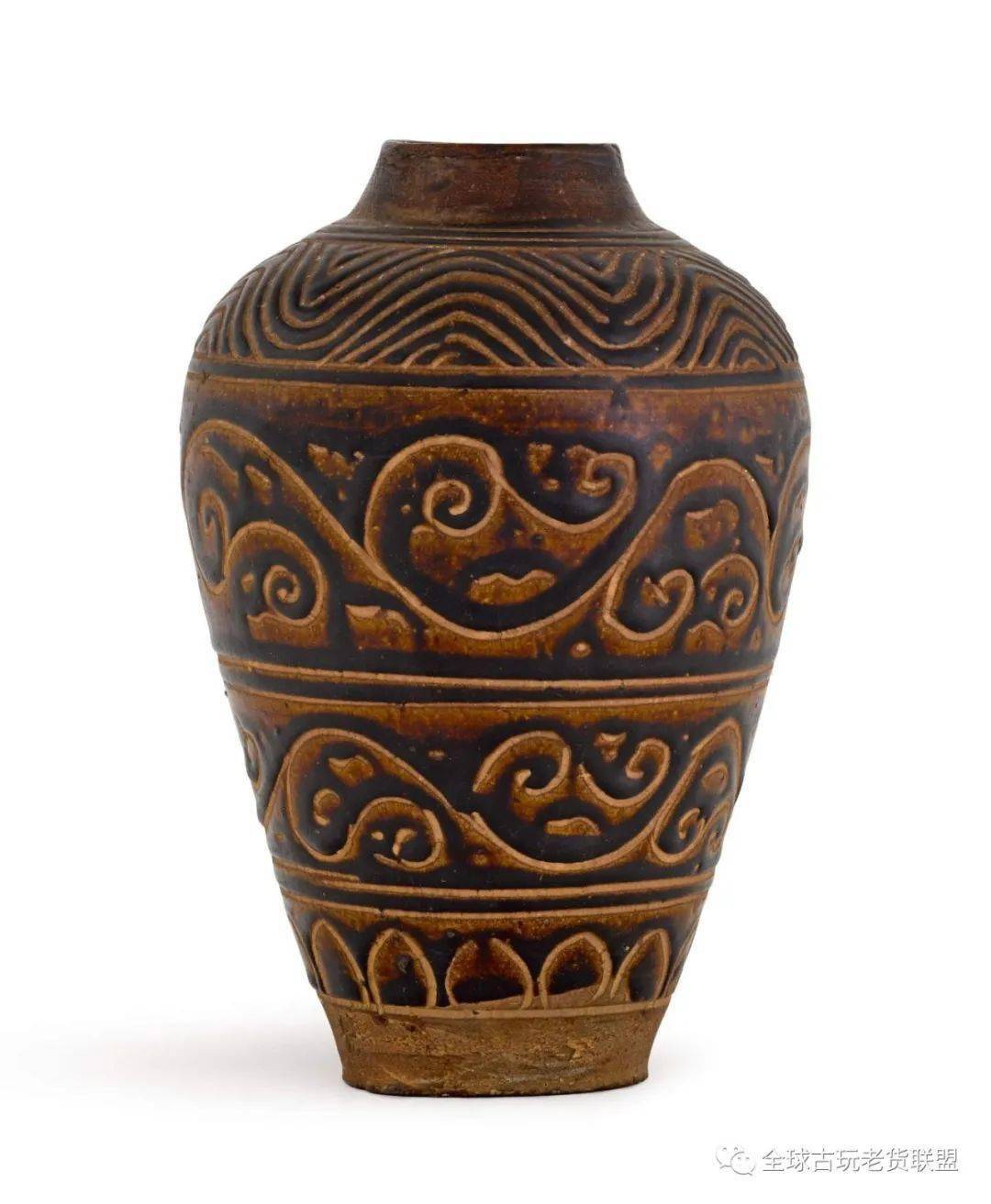 3厘米元 磁州窑褐釉划