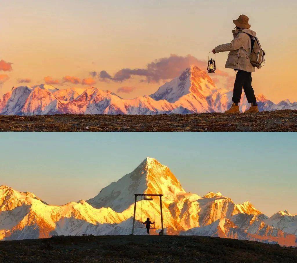 在鱼子西可以打卡世上海拔最高的雪山秋千荡着秋千