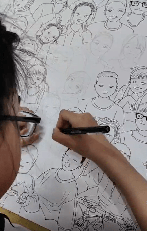 "67用时两个多月,龙游一小学女生画出全班"毕业照"_帅轶萱_创作