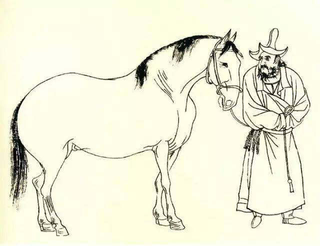 国画白描人物,百世经典线描!_李公麟_局部_图卷