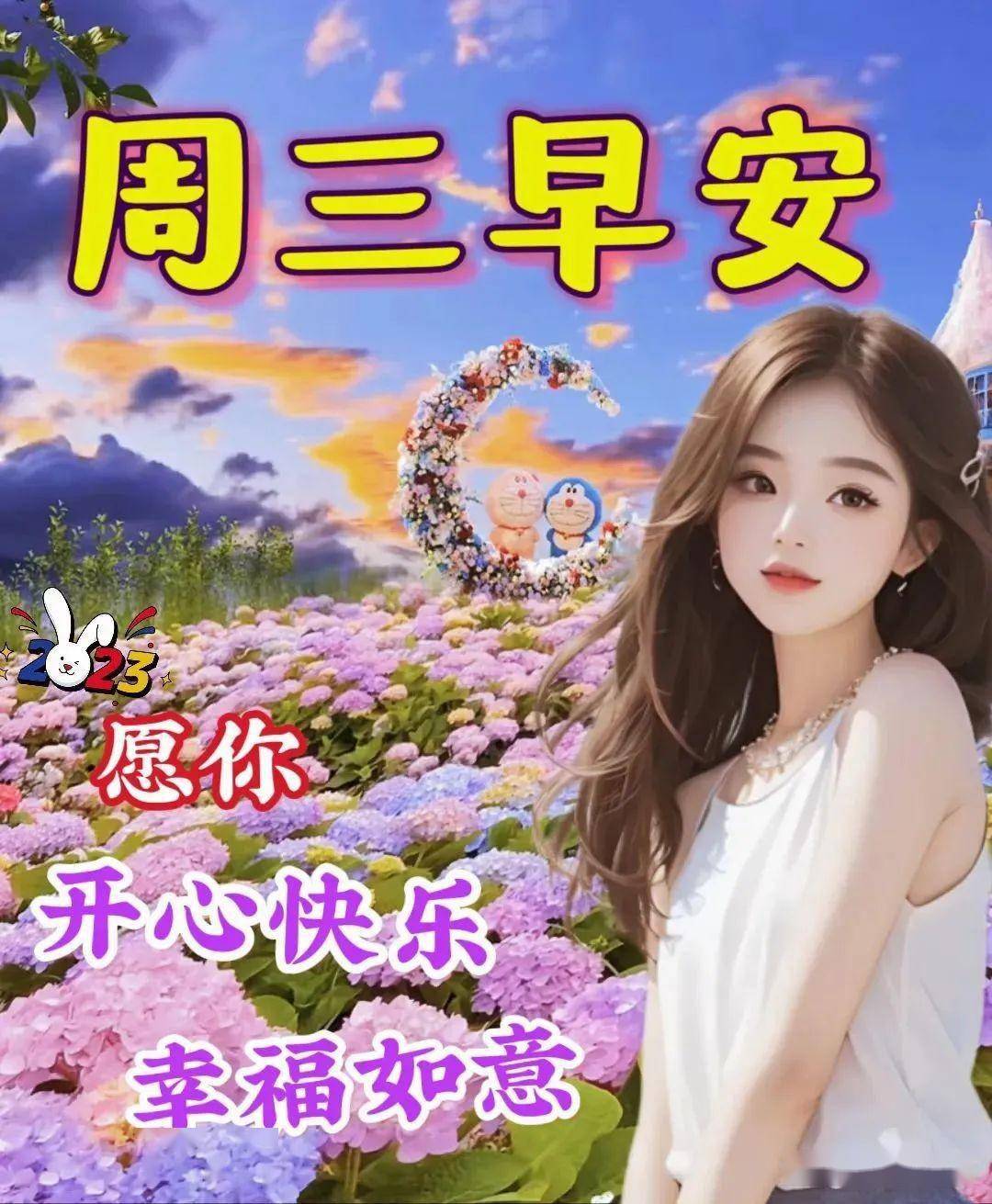 5月17日星期三精选美女早上好表情动图大全,周三快乐