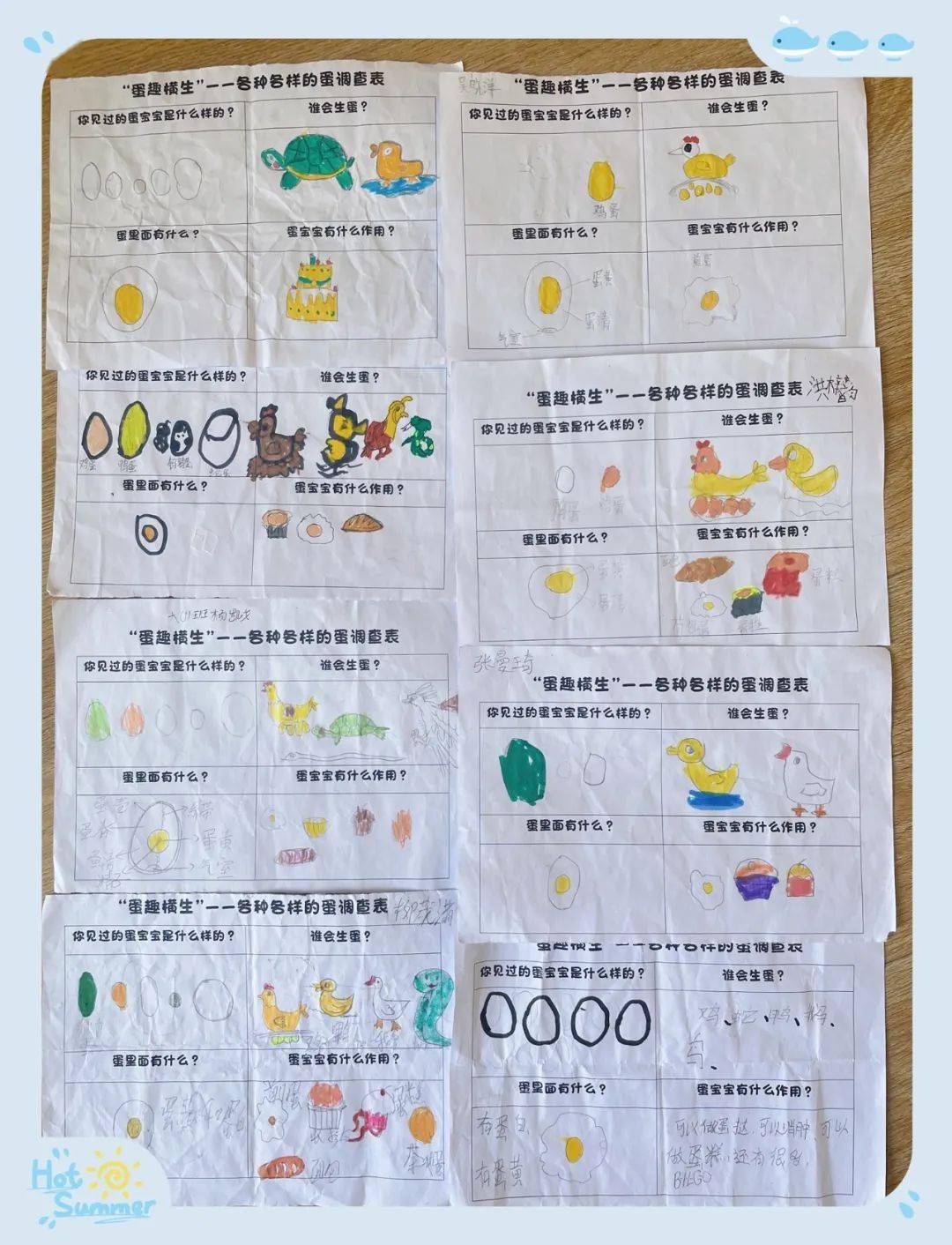 谁会生蛋呢?小朋友们和爸爸妈妈一起完成了亲子调查表,一起来看看吧!