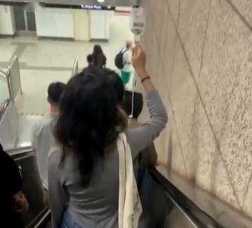 全网关注！上海地铁内，深夜举吊瓶赶地铁的女生找到了（上海地铁女声）