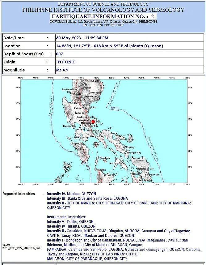 菲律宾奎松省昨晚发生4.9级地震 首都区略