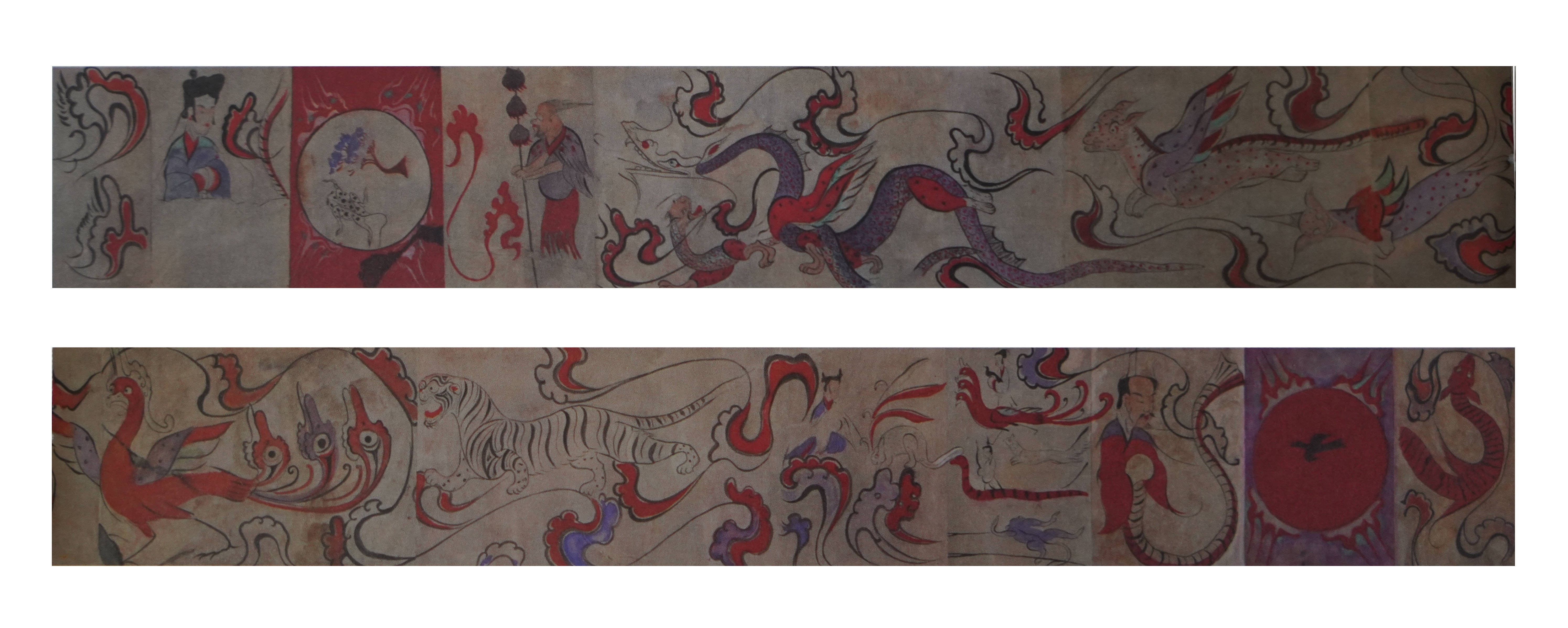 在洛阳汉墓的墓壁上还出现了长卷式的升仙画像,如西汉晚期的卜千秋墓