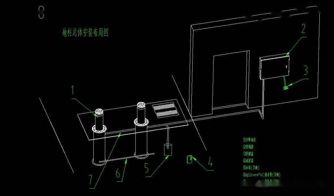 智能升降柱系统图及安装大样图