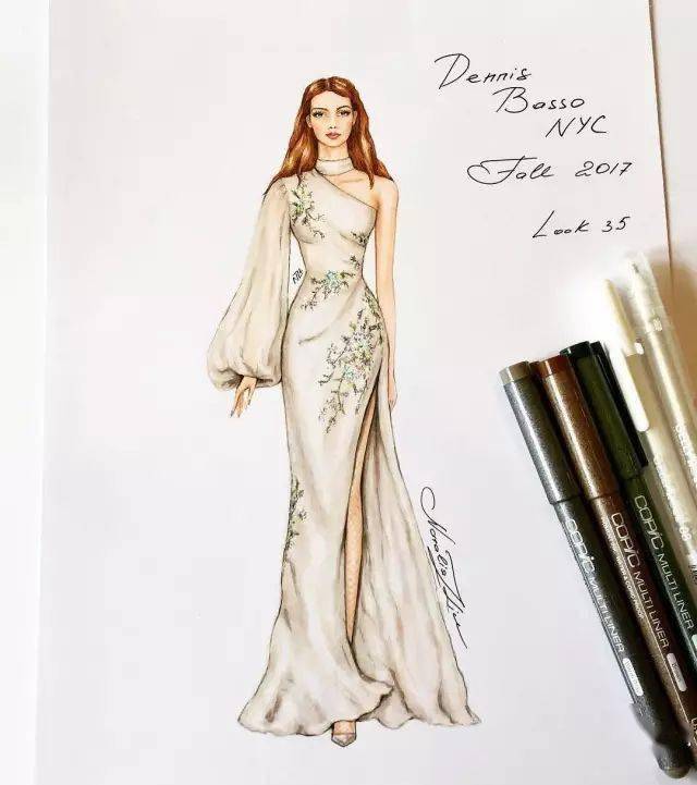 【写生】马克笔,彩铅的手绘礼服婚纱强势来袭!_衣服_裙子_身材