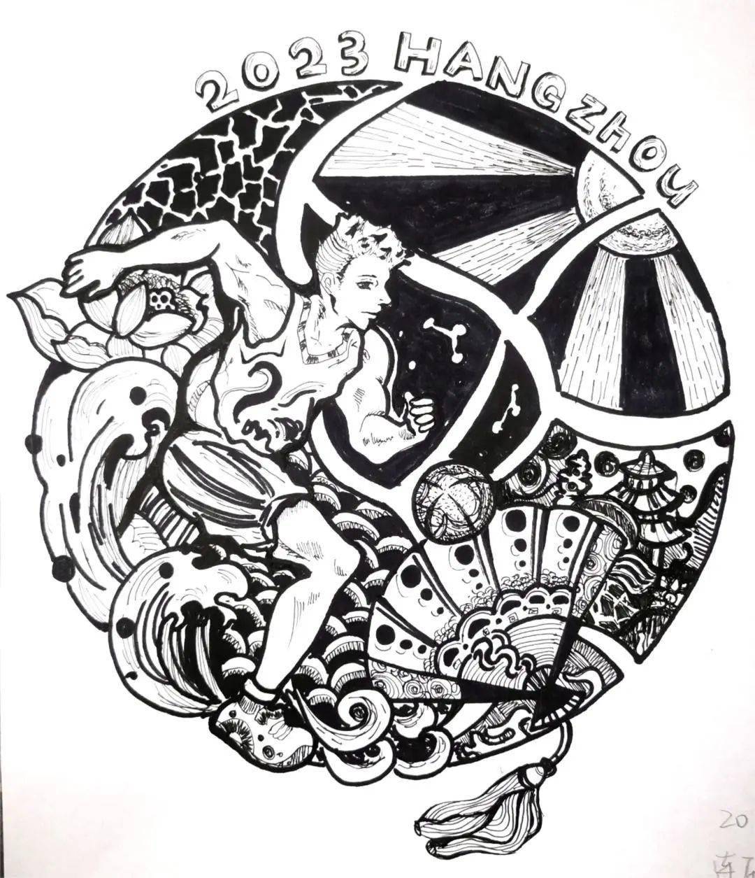 德清县求是高级中学高二年级举办"迎亚运"绘画展_运动_赛区_杭州