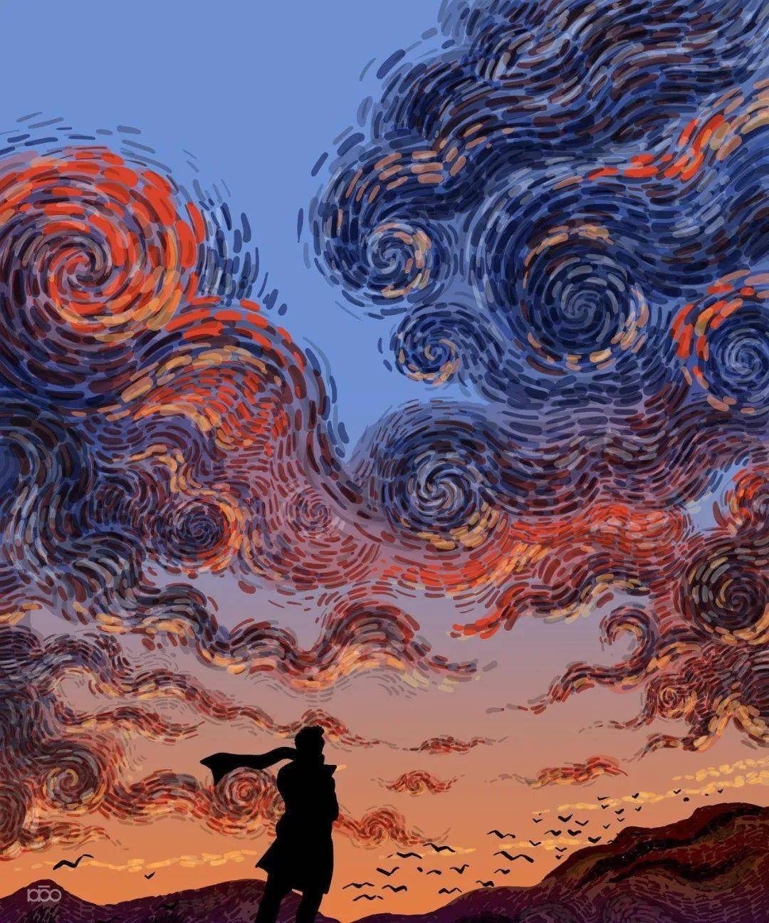 梵高画风插画,描绘一个有爱的世界,让你一次看个过瘾_作品_绘画_阿里