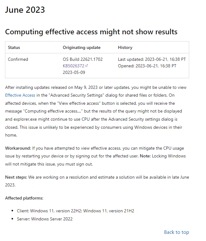 微软承认 KB5026372 会导致 Win11文件资源管理器 CPU 占用率异常 