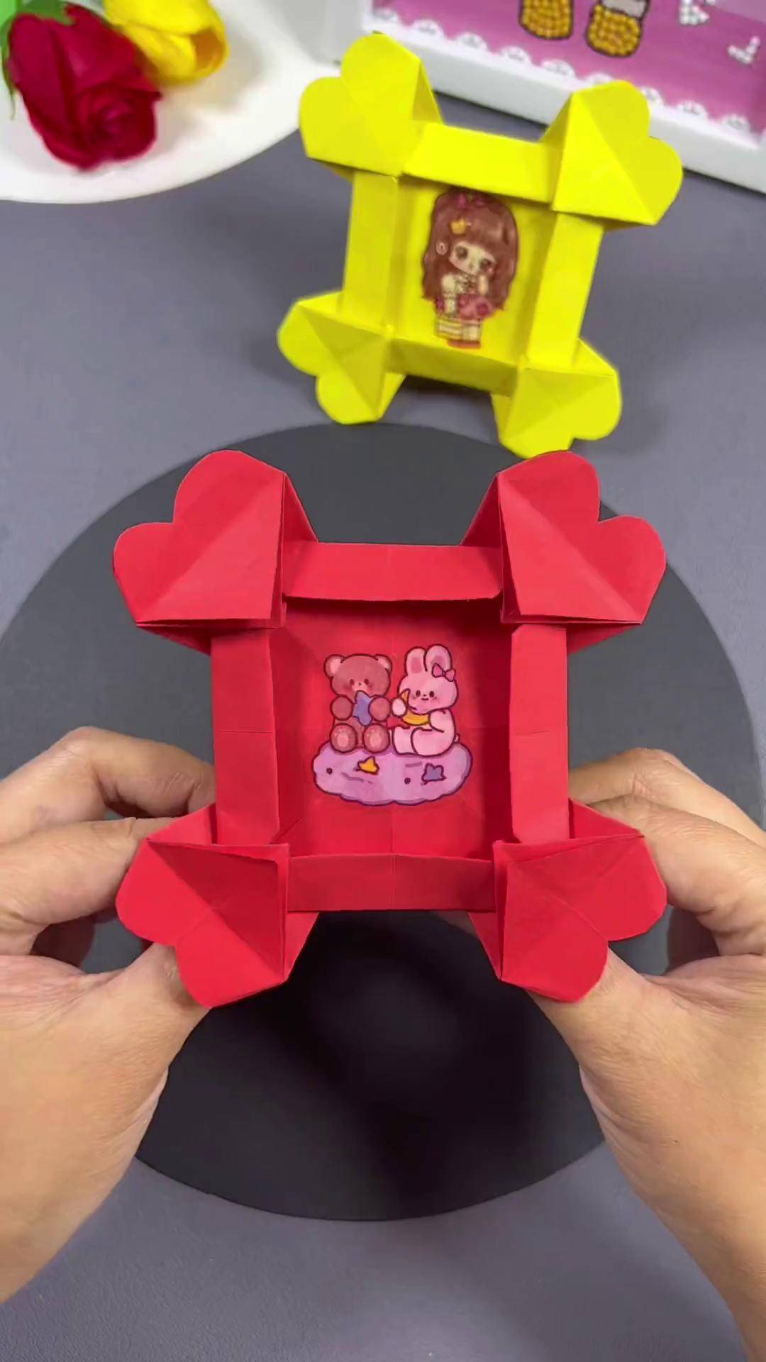 用正方形纸折一个相框亲子手工 手工diy 折纸 幼儿园手工创意手工