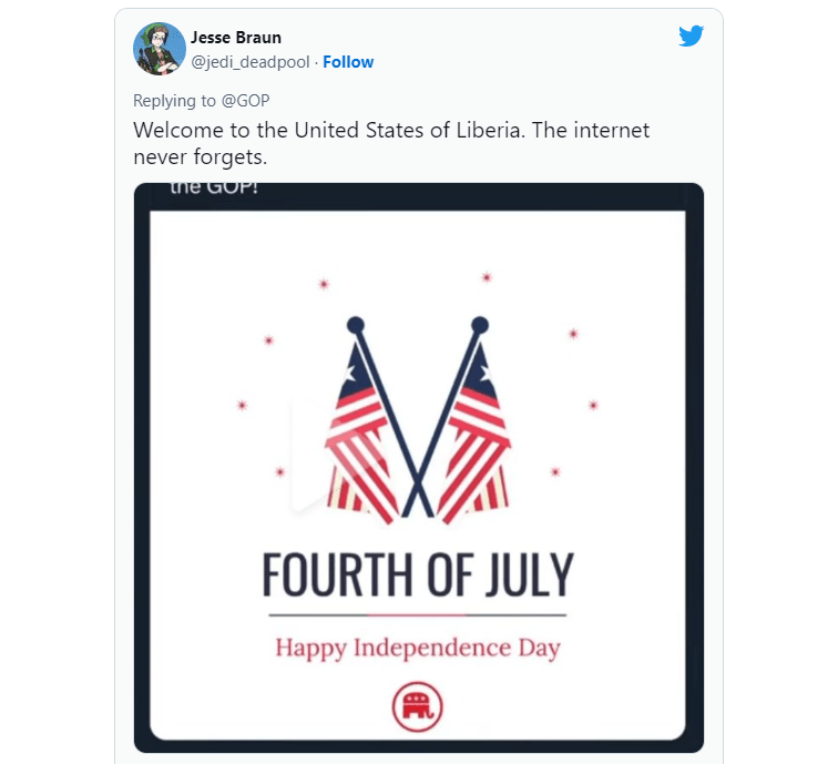 “美国”美国共和党发错国旗后紧急删除网友：互联网永远不会忘记