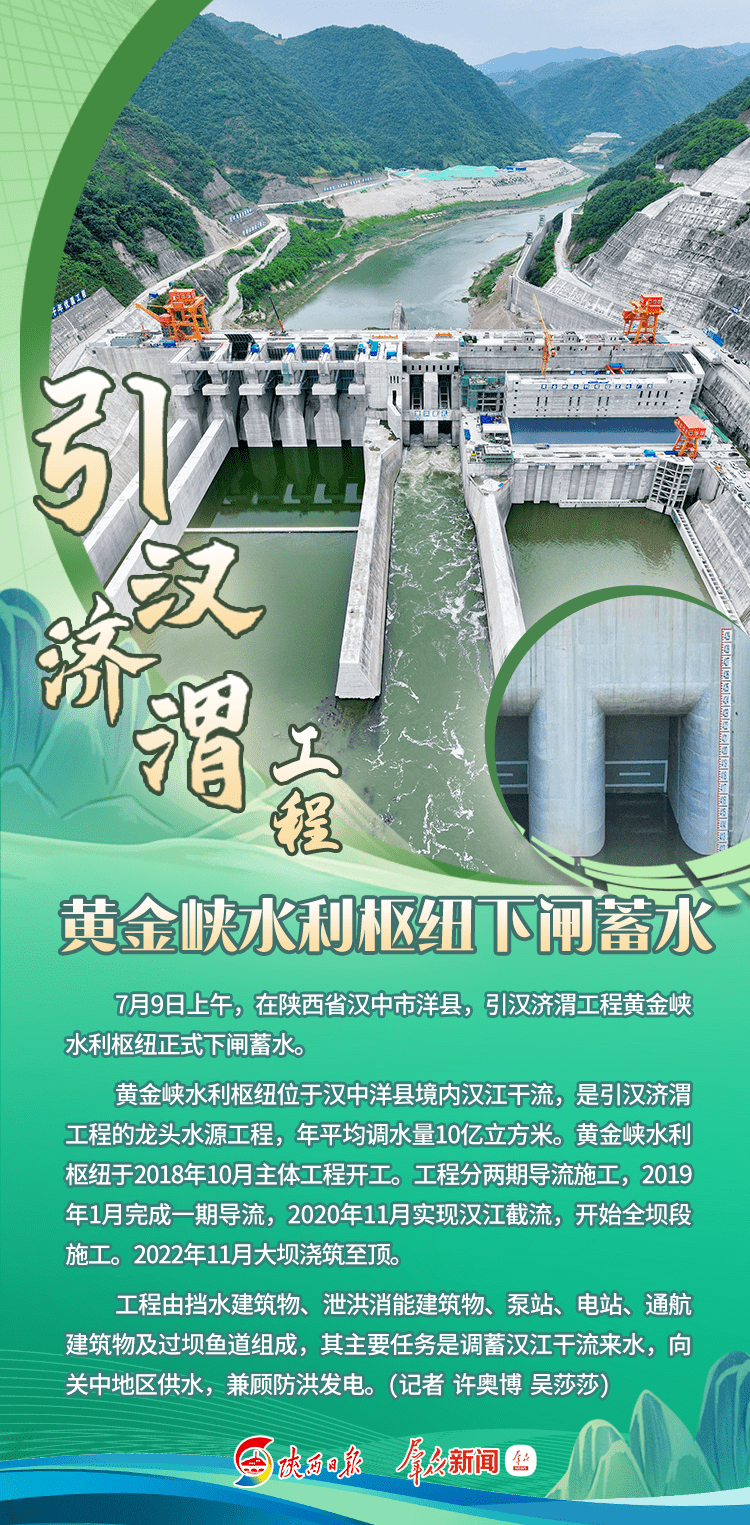 下闸——引汉济渭黄金峡水利枢纽今日开始蓄水_工程_汉江_供水