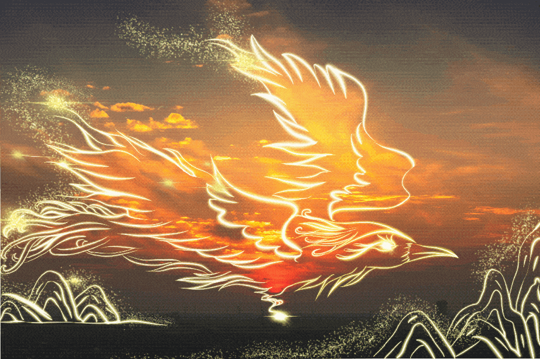 追逐打闹你会发现,远处的火烧云似凤凰,涅槃重生傍晚,落日余晖高新区