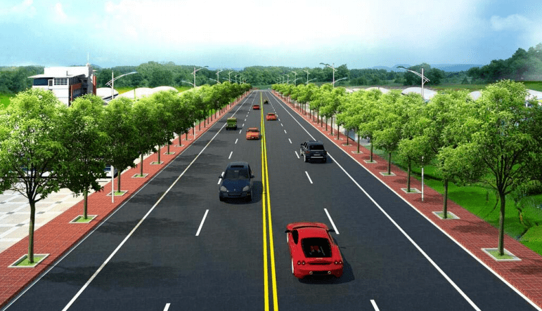 道路红线宽度24米,双向两车道,道路等级为城市次干路,设计时速40公里