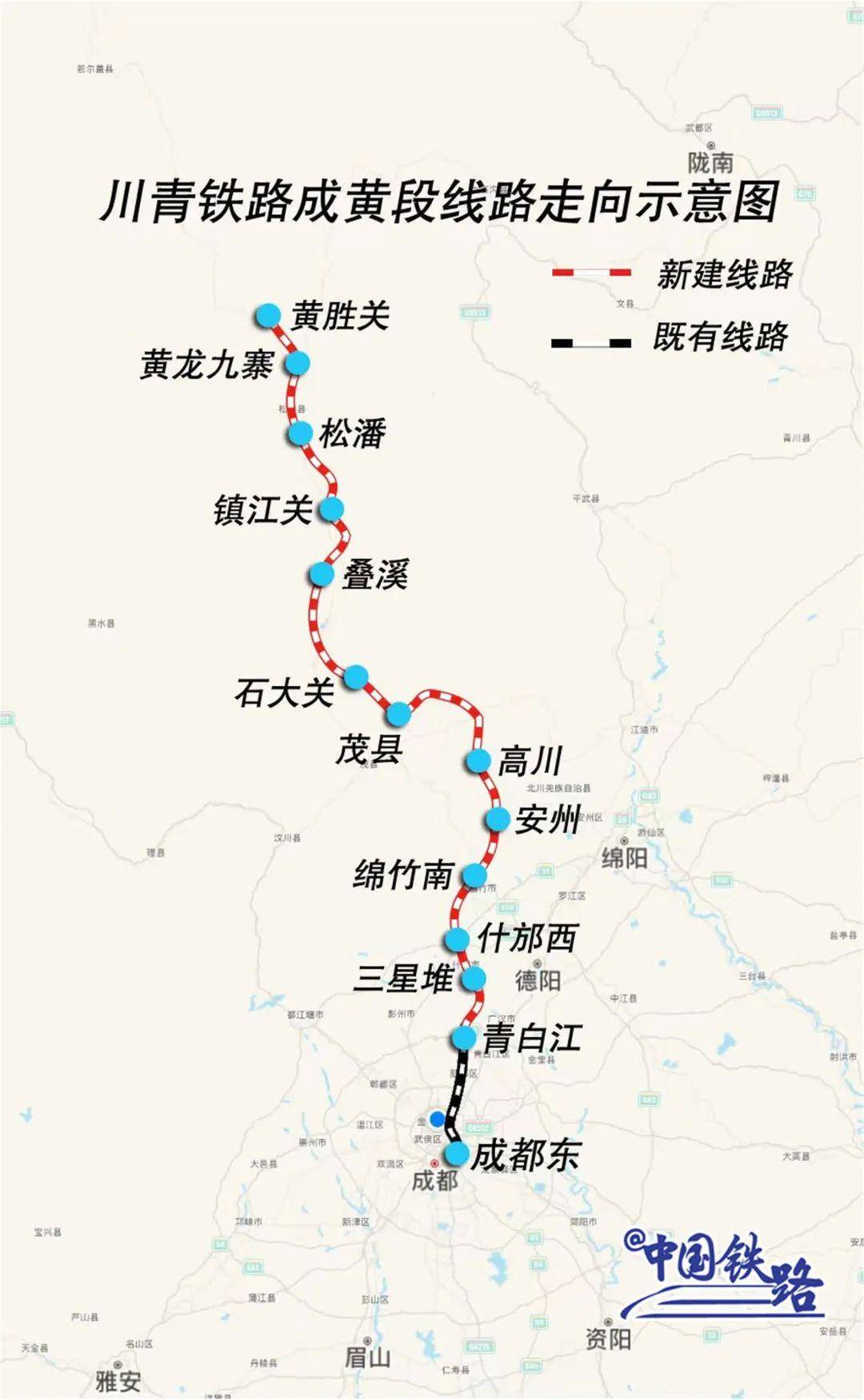 川青铁路成黄段为国铁Ⅰ级双线客货共线铁路,正线旅客列车设计时速200