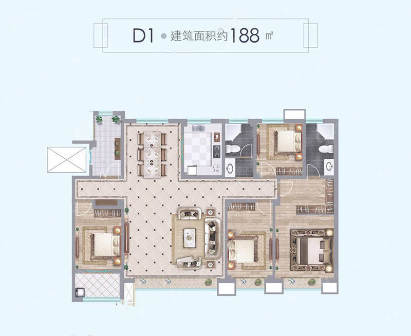 【城投·天悦华府】东营户型4室2厅2卫188㎡
