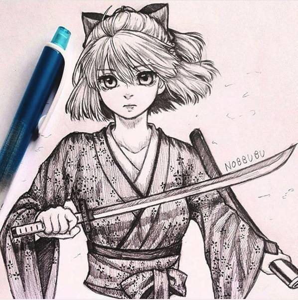 素描动漫手绘满足了我二次元的幻想_线条_头发_人物