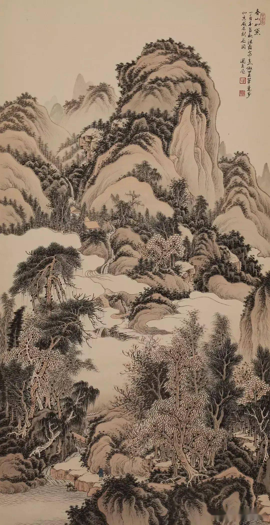 融古出新,写意写心,他的工笔山水画太绝了……_贾国英_作品_太行