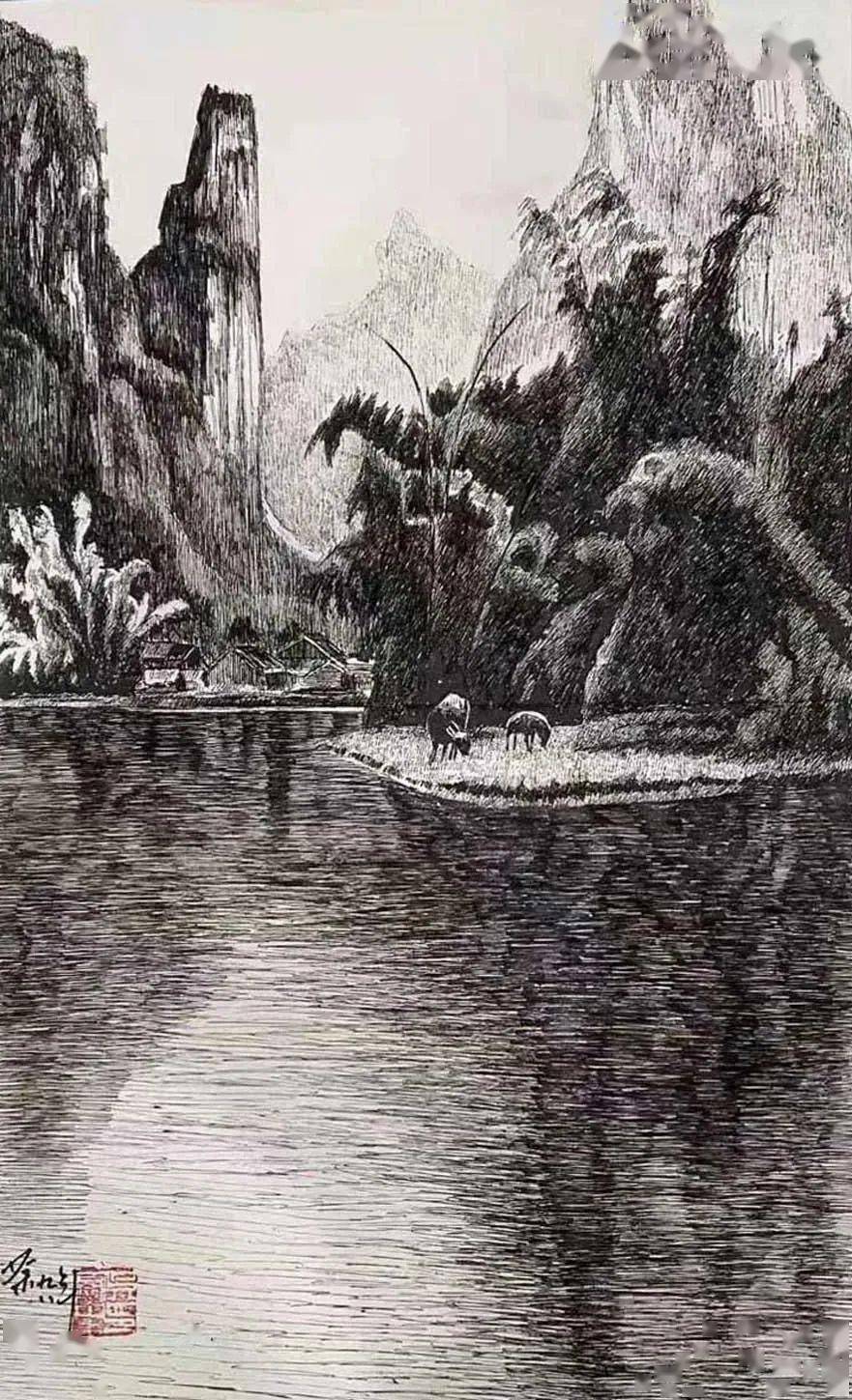 吴冠中的钢笔画,难得一见_书画_周善_云南