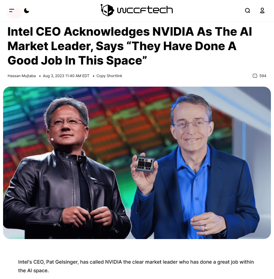 英特尔CEO帕特・基辛格：英伟达是AI领域领导者，他们引领了潮流_搜狐网