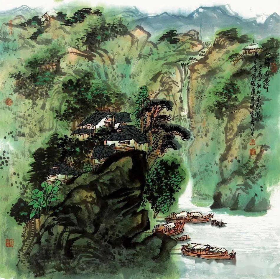 以乡情为核心,以田园乡村景色为载体,他的山水画尽显绿色乡情_朱葵