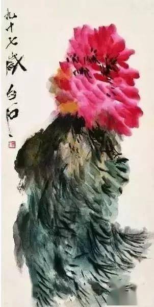 白石老人之绝笔画风中牡丹，简直是登峰造极_搜狐网