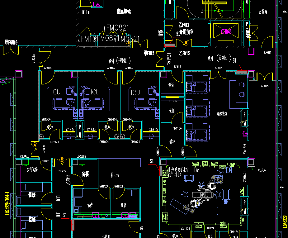 二是目前在不同科室的icu病区设计时,都会设计一个专门的隔离病区