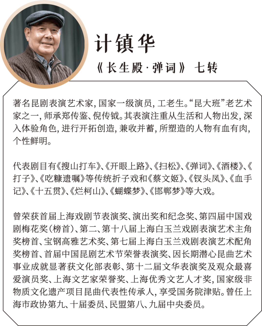 级艺术家(按姓氏笔画顺序排列)及上海昆剧团的优秀青年演员将登场献艺
