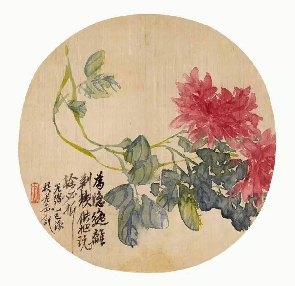 吴昌硕菊花扇面,深秋的一道优美风景线_国艺_艺术_国家