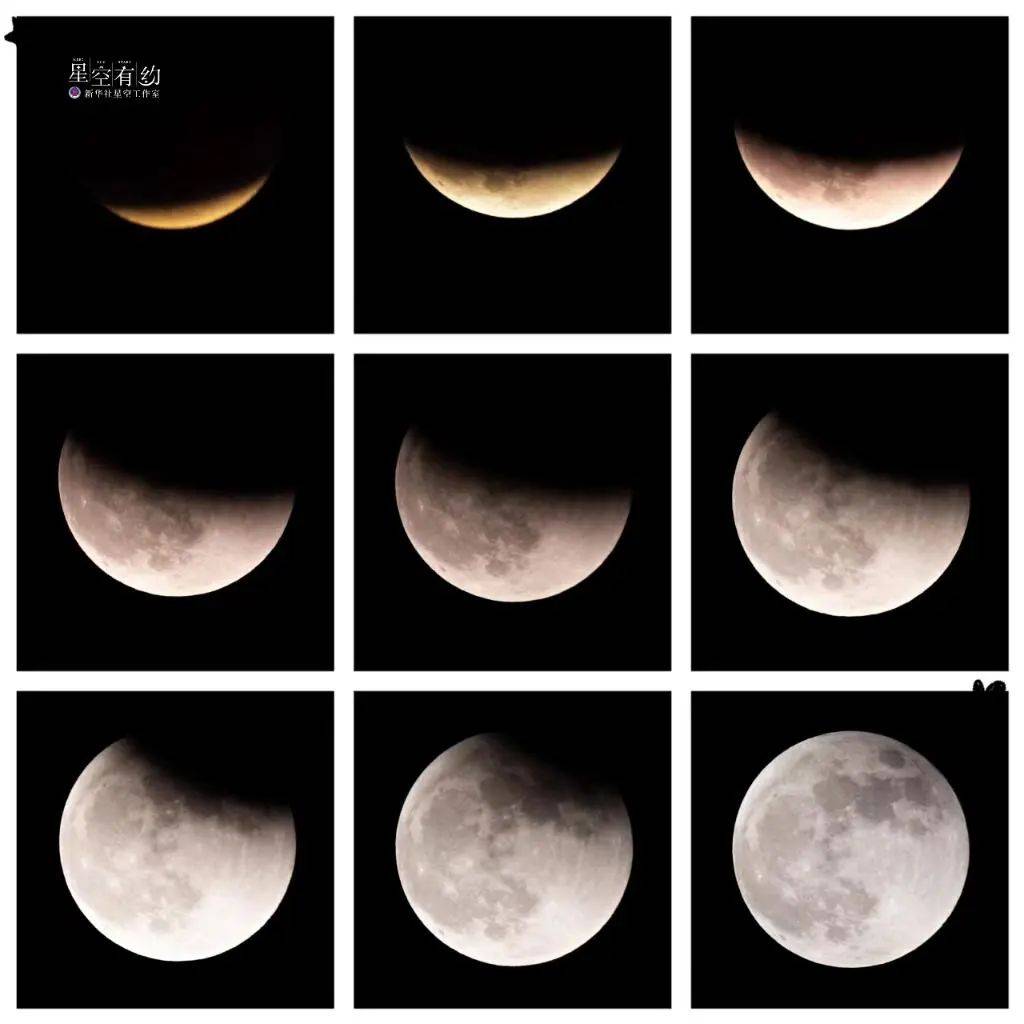 北京星空摄影爱好者浦石2021年11月19日在山东威海拍摄的月偏食(拼版)