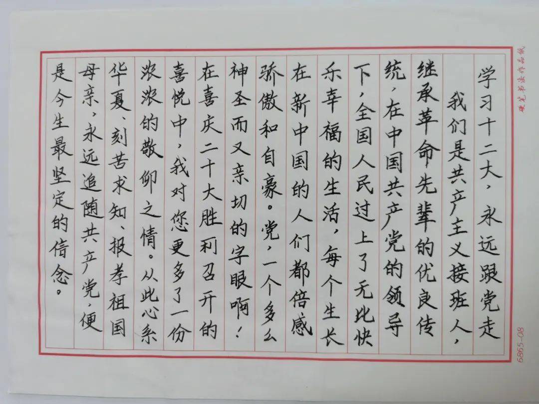 党史硬笔书法作品100字图片