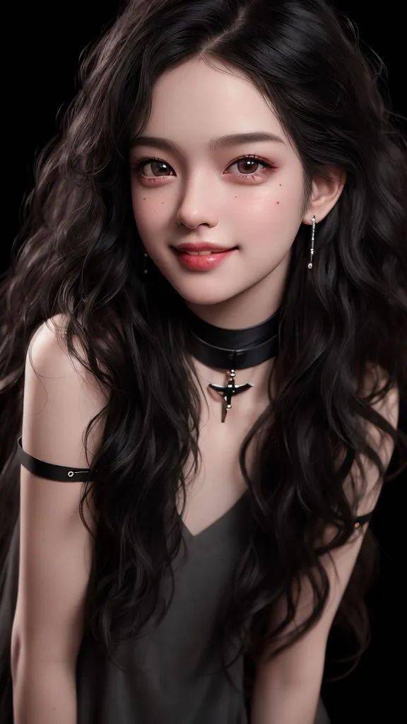 黑色背景下的光影写真_照片_黑发_女神