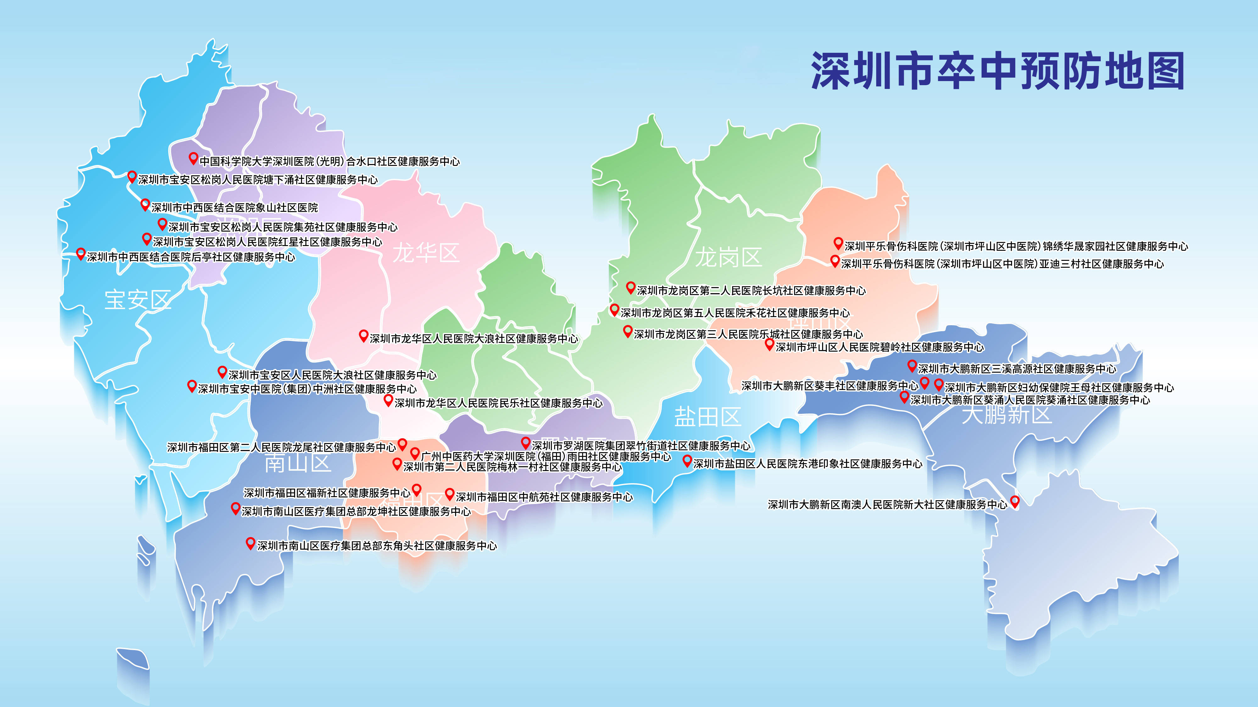 深圳市神经系统疾病医防融合项目组联合构建,该地图由深圳市10个区,30