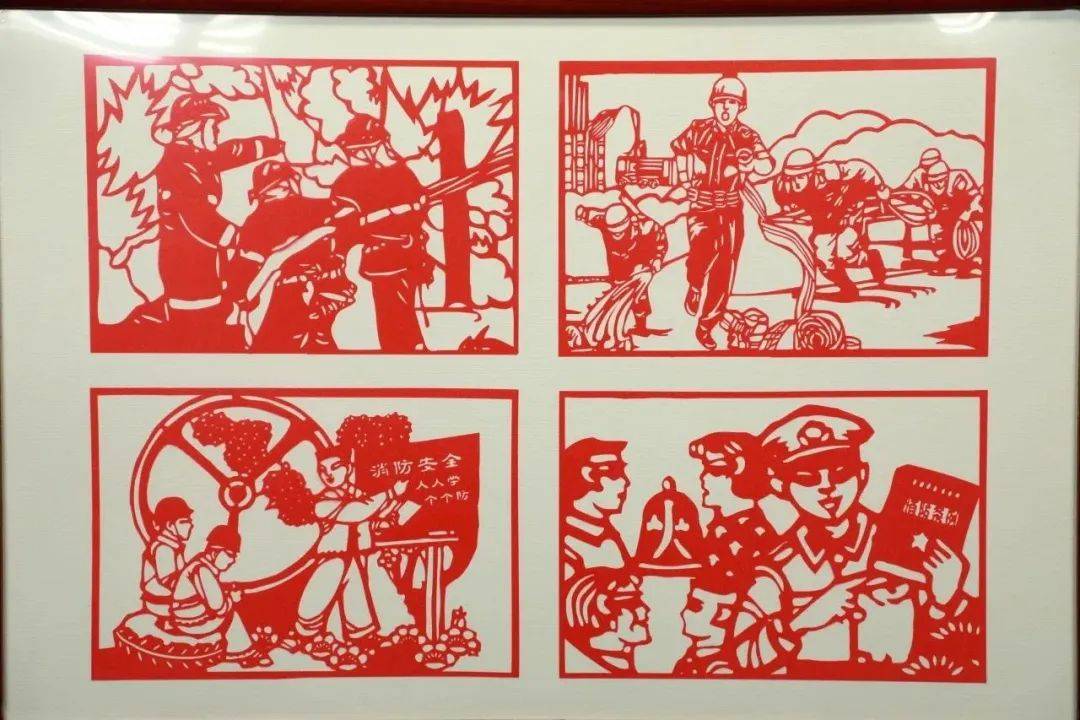 消防车剪纸手工创意作品沙盘这些作品不仅体现了时代性,而且具有实用